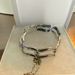 Monet Silver Wave Link Bracelet -